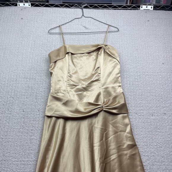Vintage Aspeed Satin Gold Maxi Dress Women’s Size M Evening Gown Party Formal - Picture 3 of 12